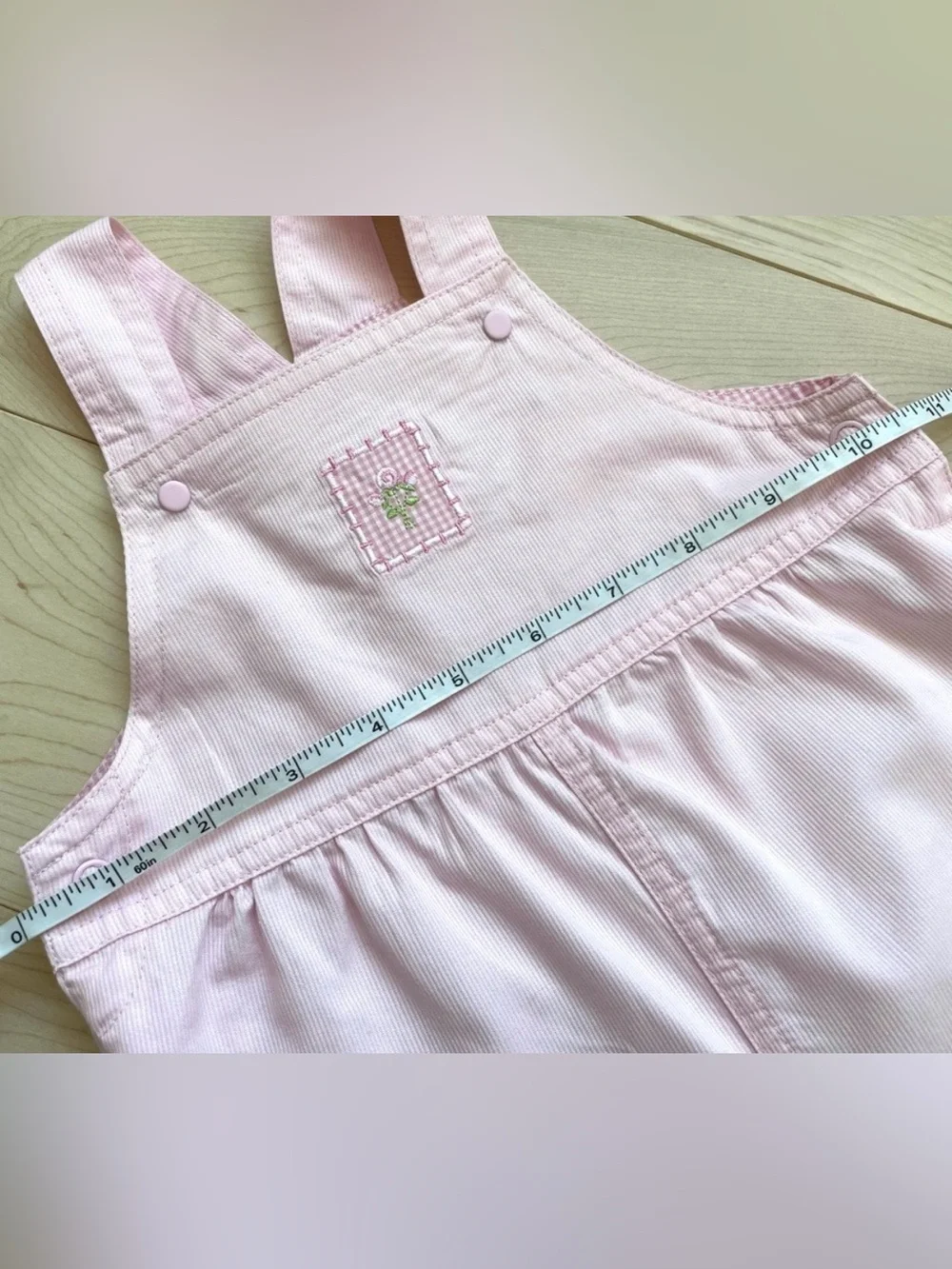 VTG Carter’s Baby Girls Easter Flower Embroidered Check Overalls in Pink 3-6M